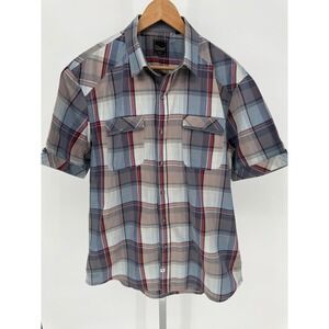 7 Diamonds Mens Plaid Short‎ Sleeve Button Up Shirt Casual Everyday